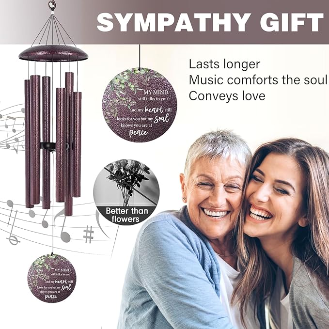ASTARIN 36" Large Deep Tone Personalized Sympathy Wind Chimes, Memorial Wind Chime for Loss of Mother Father Loved One, Bereavement Gifts Decor Outdoor Patio Garden Graveyard-Ruum Studio Home