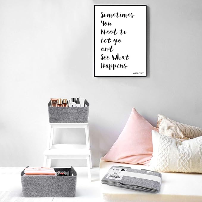 Welaxy Storage Baskets Collapsible Felt Storage bin Foldable Shelf Drawers Organizers for Kids Pet Toys magazine Books Clothes Closet Cabinet decluttering (Charcoal)-Ruum Studio Home