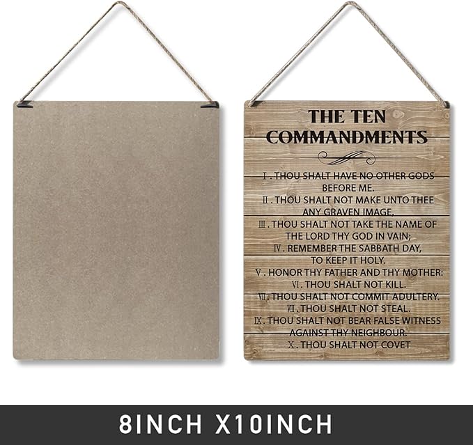 Qious Inspirational Signs Gift Farmhouse the Ten Commandments Thou Shalt Have No Other Gods Before Me Wooden Hanging Sign Rustic Wall Art Home Office Living Room Decoration 10 x 8 Inches…-Ruum Studio Home