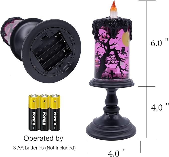 Eldnacele Halloween Snow Globe Candles Lighted Lamp, Battery Operated Spinning Water Glittering Tornado Flameless Candles Table Centerpiece for Halloween Decoration Indoor(Ghost)-Ruum Studio Home