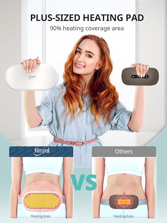 Slimpal Heating Pad for Period Cramps, Plus-Sized Portable Electric Heating Pad, Menstrual Cordless Heat Belt Back, Belly, Waist Pain Relief, Long-Lasting Battery, Gift for Her Girl Women Wife, Beige-Ruum Studio Home