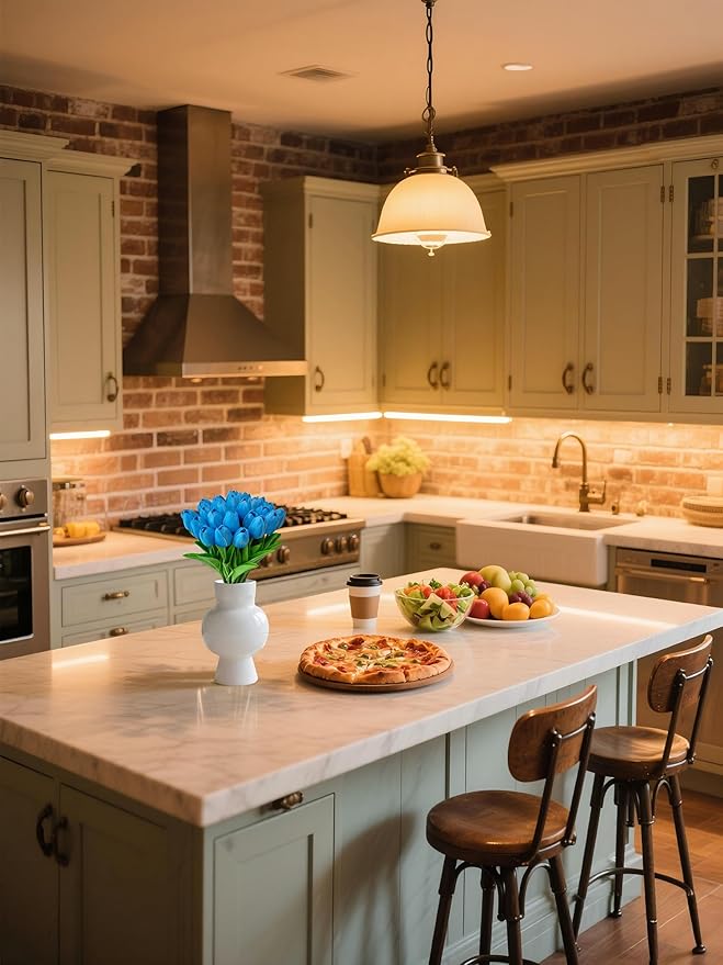 Fake Flowers Tulips Artificial PU Flower 15 Stems Real Touch Faux Tulips Flowers Mother's Day Easter Valentine’S Day Gifts in Home Kitchen Wedding Dining Table Decorations-Ruum Studio Home