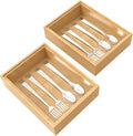 Bamboo Drawer Organizer, 2PCS Stackable Storage Boxes for Utensil Organizer, Wood Tray for kitchen, Bathroom and Bedroom 9" x 6" x 2"-Ruum Studio Home
