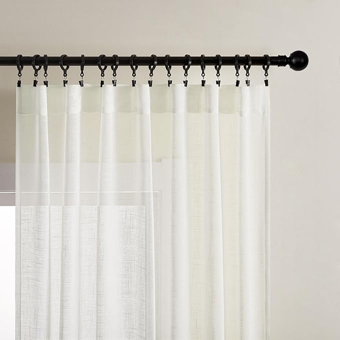 Joydeco Sheer Curtains for Living Room, Cream Curtains 90 Inches Long 2 Panels Set, Ivory Curtains Window Privacy Assured with Light Filtering(W52 x L90 Inch,Ivory)-Ruum Studio Home