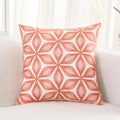 HWY 50 Coral Pink Decorative Throw Pillow Covers 18x18 Inch (1 Piece), Embroidered Cotton Farmhouse Cushion Cover Pillow Case for Sofa Couch Living Room Bed, Fashion Geometric-Ruum Studio Home