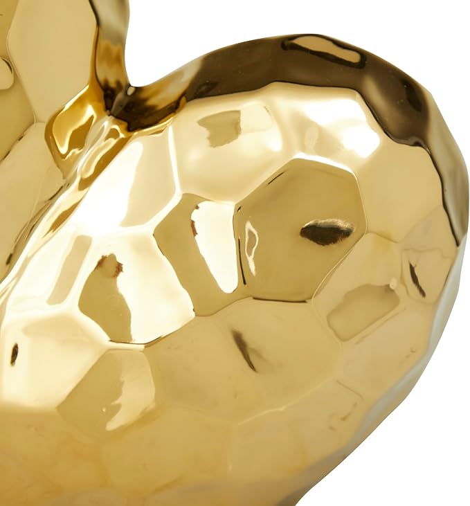 Deco 79 Porcelain Ceramic Heart Decorative Sculpture Dimensional Angled Origami Inspired Home Decor Statue, Accent Figurine 8" x 3" x 8", Gold-Ruum Studio Home