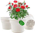 16 inch Plastic-Flower-Pot-for-Indoor-Plants, 4 Pack Large Outdoor Planter Pot with Drainage Holes & Saucers, Resin Decorative Garden Pots Planters-Ruum Studio Home