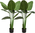 Worth Garden Artificial Bird of Paradise Plant 3.8ft, Set of 2 Faux Tropical Trees for Living Room and Office Décor, 45in Realistic Greenery for Indoor and Outdoor Spaces-Ruum Studio Home