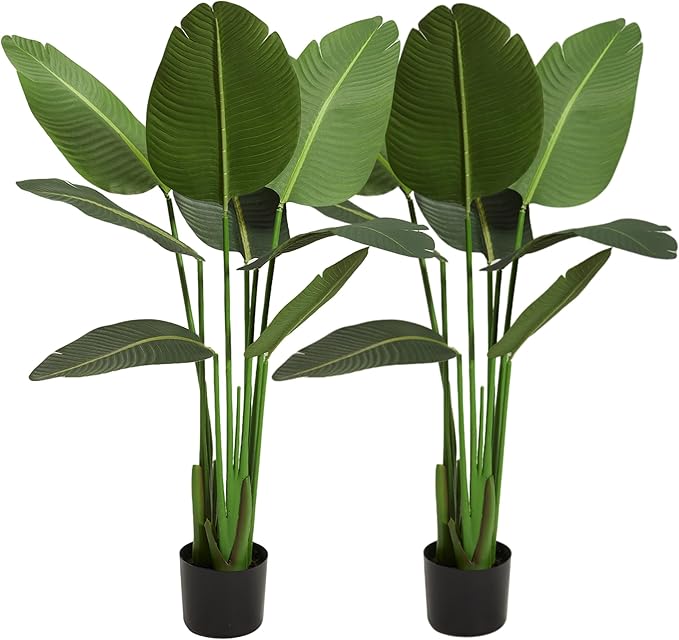 Worth Garden Artificial Bird of Paradise Plant 3.8ft, Set of 2 Faux Tropical Trees for Living Room and Office Décor, 45in Realistic Greenery for Indoor and Outdoor Spaces-Ruum Studio Home