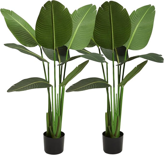 Worth Garden Artificial Bird of Paradise Plant 3.8ft, Set of 2 Faux Tropical Trees for Living Room and Office Décor, 45in Realistic Greenery for Indoor and Outdoor Spaces-Ruum Studio Home