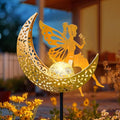 Fairy Moon Solar Lights Outdoor Garden Gifts for Mom Yard Decorations Stakes Lights, Waterproof LED Outside Backard Decor, Lawn Patio Ornaments, Mothers Day Birthday Gifts for Mom (Gold,1Pack)-Ruum Studio Home