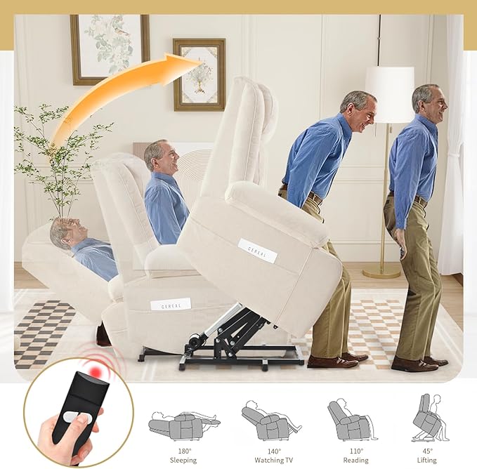 Oversize Power Lift Recliner Chair for Big and Tall with Extended Footrest, Large Electric Lift Chairs, 400lbs Capacity, Remote Control, Cup Holders & Side Pockets-Ruum Studio Home