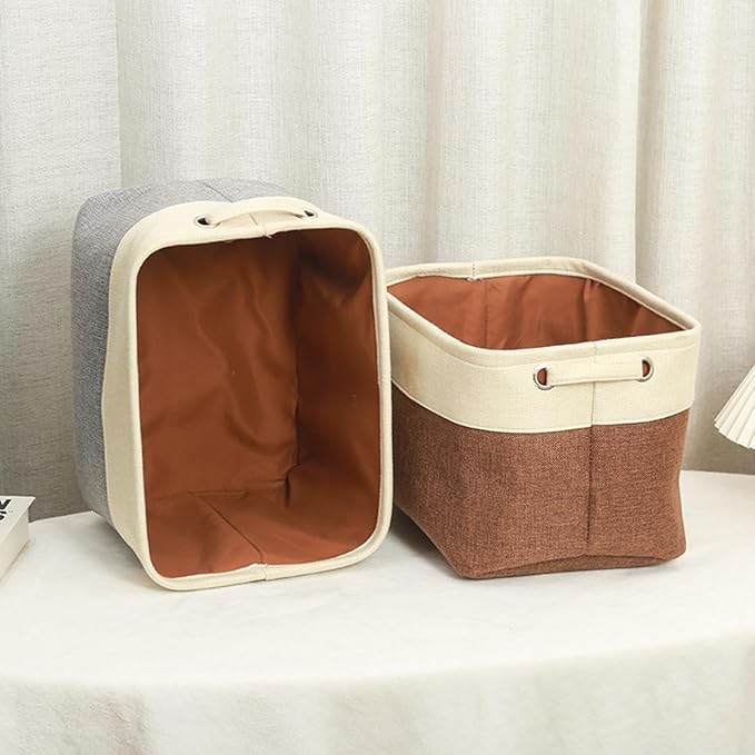 Generic Personalized Kids' Storage Box - Brown, Customizable, Soft & Durable Cotton & Linen, Foldable, 14x9x1 inches-Ruum Studio Home