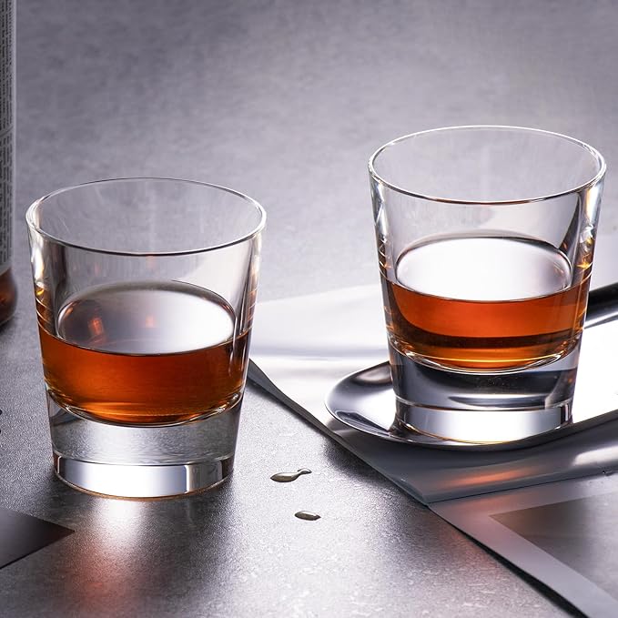 KAMMAK Crystal Whiskey Glasses Set of 2, Hand Blown 8.79oz Old Fashioned Glasses Stemless, Luxury Handcrafted Cocktail Glasses, Scotch Cup for Women, Men Gift for Rocks, Bourbon, Bar Barware-Ruum Studio Home