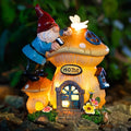 Garden Gnome Statues Figurine Lights - Solar Powered Lighting Outdoor Decorations, Gnome Build Mushroom Fairy House, Yard Art Lawn Ornaments for Porch Patio Balcony - Gnome Gifts for Women Mom-Ruum Studio Home