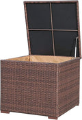Super Patio Wicker Outdoor Patio Storage Box Waterproof, Rattan Storage Bin Deck Box for Cushions, Garden Tools, 88 Gallon, Brown-Ruum Studio Home
