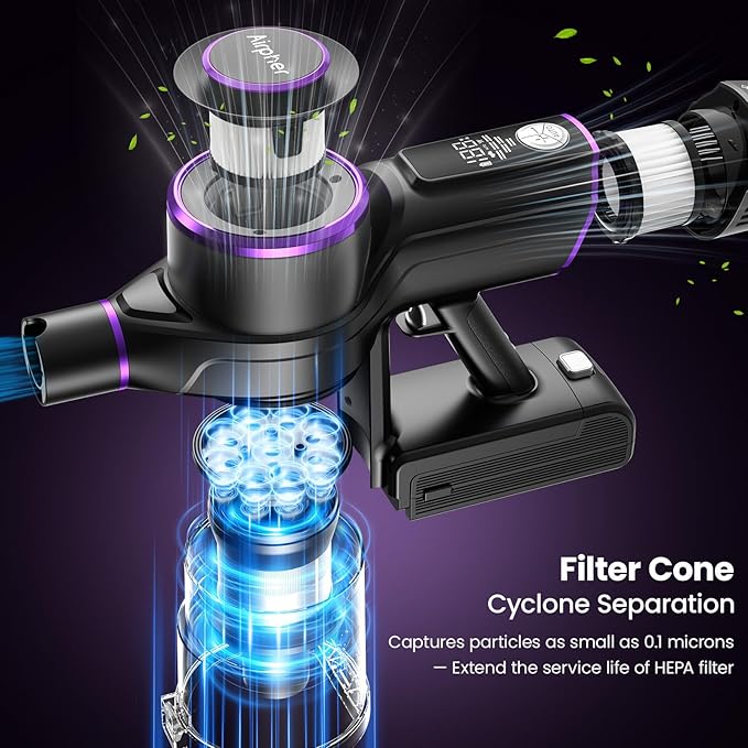 Cordless Vacuum Cleaner,600W 65KPA Dual Motor Vacuum for Home with AI Auto Suction,70Min Runtime,Stick Vacuums with Self-Standing Design,LED Headlights for Carpet,Hardwood Floors,Pet Hair,Tile-Ruum Studio Home
