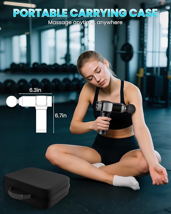Deep Tissue Massage Gun, Portable Percussion Electric Muscle Massager for Pain Relief, Handheld Massagers with 30 Speeds & 6 Attachments for Back and Neck, Gifts for Men Women-Ruum Studio Home