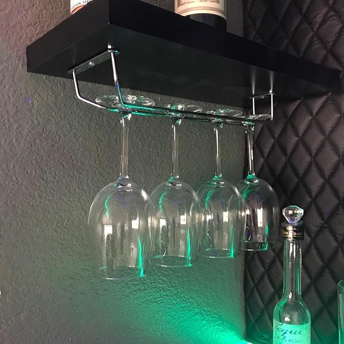 TrueCraftware- 10-Inch Wine Glass Rack Chrome Finish Set of 2- Stemware Rack Wire Hanging Rack Under Cabinet Wine Glass Rack Stemware Holder Glass Storage Hanger Organizer for Kitchen and Bar-Ruum Studio Home