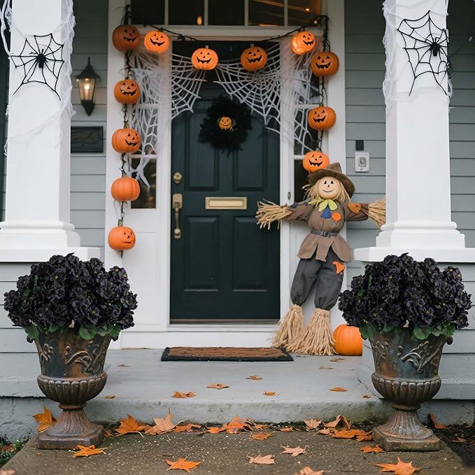 Hananona 12 Bundles Artificial Geranium Flowers for Outdoors Black Silk Geranium Flowers Outdoor UV Resistant Plants Faux Black Flower for Home Kitchen Halloween Table Centerpieces Decor (12, Black)-Ruum Studio Home