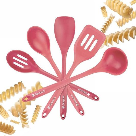 Starpack 'Stir & Serve' Silicone Cooking Utensils Set (5 Pcs) - Kitchen Utensils Set Heat Resistant to 600°F - Kitchen Utensils for Nonstick Cookware - Silicone Utensil Set for Mixing & Cooking-Ruum Studio Home
