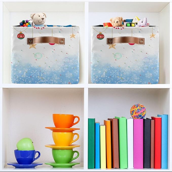 Storage Basket Gnomes Christmas Cube Storage Bins Organizer Bag Collapsible Closet Shelf Baskets with handle for Baby Cloth Pet Toy Book 14.2×10.2×8.3 IN-Ruum Studio Home