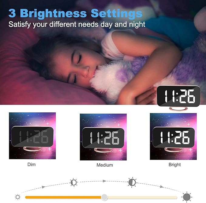 SZELAM Alarm Clock for Bedroom,LED and Mirror Digital Clock Large Display,with Dual USB Charger Ports,Auto Dim,Snooze Mode,Modern Desk/Wall Electronic Clock for Girl Woman Mom Teens - Rose Gold-Ruum Studio Home