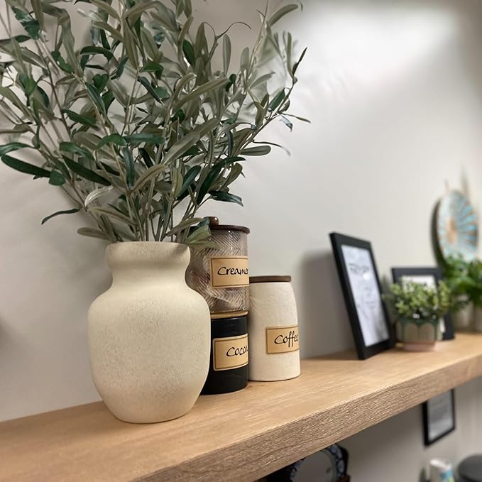 joelsantiques 24 Inch Wooden Floating Shelves for Wall - 24x8x2 in - Made of Natural Wood - Short Heavy Duty Rustic Wall Shelves for Bedroom - Perfect for Living Room, Kitchen - Beige-Ruum Studio Home