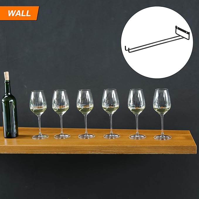uxcell 5Pcs Wine Glass Rack, 11.81 Inch Iron Wine Glasses Rack Under Cabinet Stemware Rack - Wall Mountable Wine Glass Holder Storage Hanger for Bars Coffee Restaurants Kitchens, Black-Ruum Studio Home
