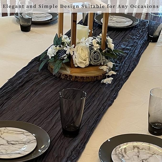 10FT 20 Pack Black Cheesecloth Table Runner 20 x 120 Inch Long Boho Fabric Rustic Cheese Cloth Table Runner for Wedding Bridal Shower Baby Shower Gauze Sheer Birthday Party Table Decorations-Ruum Studio Home