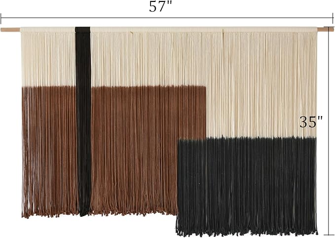 Macrame Wall Hanging Large Dip Dye Tapestry Fiber Wall Art Boho Bedroom Décor 57''W*35''L-Ruum Studio Home