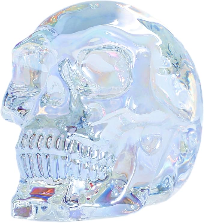 Model Statue for Home Décor Crystal Skull Decorative Figurine Gifts for Women Husbands Halloween Head Figurine Decoration Gift (Colorful Skull)-Ruum Studio Home