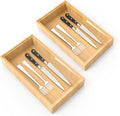 Bamboo Drawer Organizer, 2PCS Stackable Storage Boxes for Utensil Organizer, Wood Tray for kitchen, Bathroom and Bedroom 12" x 6" x 2"-Ruum Studio Home