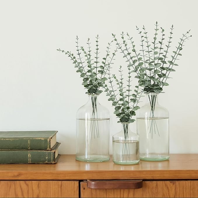 18Pcs Faux Eucalyptus Stems, 15" Artificial Eucalyptus Plants with White Frosted Coating, Fake Eucalyptus Decor Plastic Greenery Leaves for Wedding Bouquets Home Decor DIY Floral Arrangements-Ruum Studio Home