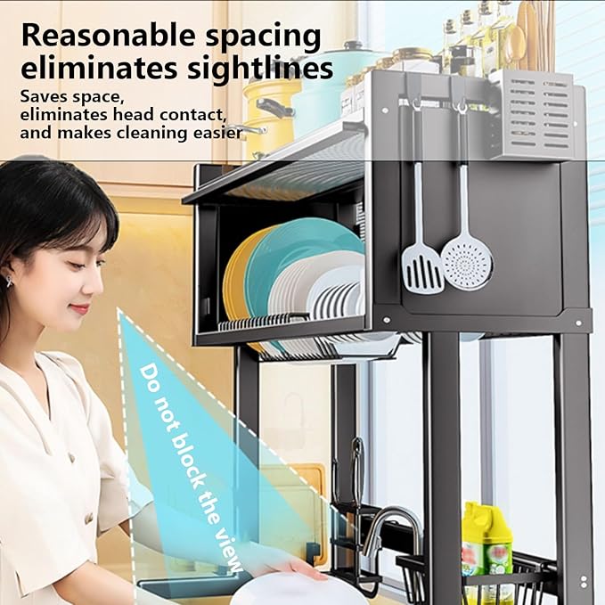 Home Furnishing Over The Sink Dish Drainer Drying Rack 3 Tier Over Sink Dish Rack for,oversink Dish Dry Rack,Space Saving Dish Drying Rack,Kitchen Sink Organizer countertop(White,75cm/29.5in)-Ruum Studio Home