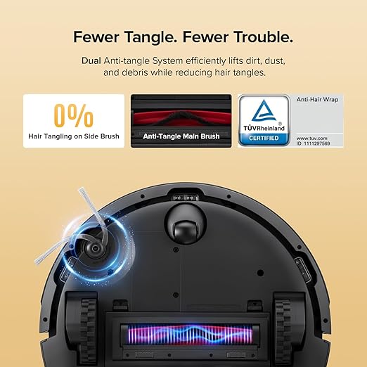 roborock Q7 M5 Robot Vacuum and Mop Combo, 10,000Pa HyperForce Suction, Robotic Vacuum Cleaner, Dual Anti-Tangle System, APP-Controlled Mopping, LiDAR Navigation, for Pet Hair and Carpet, Black-Ruum Studio Home