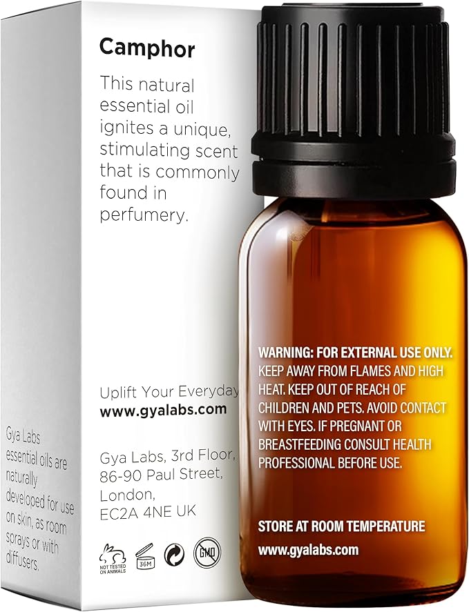 Gya Labs Camphor Oil - 0.34 Fl Oz - 100% Pure Natural Camphor Oil for Skin, Hair, DIY, Aromatherapy - Fresh Sharp & Slightly Woody & for Candle Making Scent-Ruum Studio Home