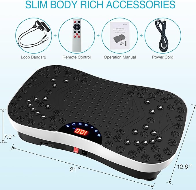 AXV Vibration Plate Exercise Machine Whole Body Workout Portable Mini Vibrate Fitness Platform Lymphatic Drainage Machine for Weight Loss Shaping Toning Wellness Home Gyms Workout (Mini)-Ruum Studio Home