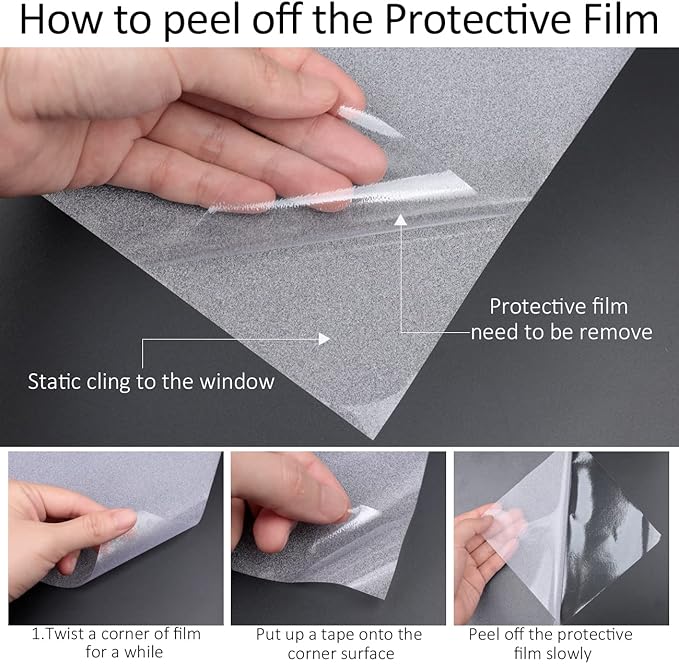 HIDBEA Frosted Window Privacy Film Heat Control UV Blocking, Static Cling Non-Adhesive Reusable Door coverings for Bathroom Home Office (Frosted 29.5 Inch x 13.1 Feet)-Ruum Studio Home