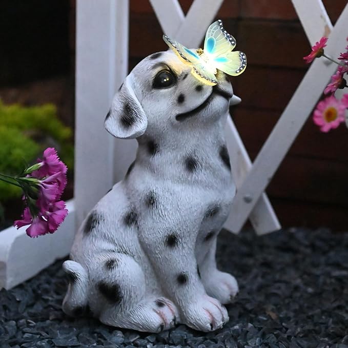 Dog Garden Figurines Outdoor Decor Solar Statue with LED Lights for Patio Lawn Yard Art Decoration Housewarming Garden Gift-Ruum Studio Home