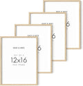 HAUS AND HUES 12x16in Beige Oak Wood 4-Piece Picture Frame Set, Natural Oak Wood Frames, Premium Wood Source, Rustic Modern Style, Set of 4 12x16 Frames-Ruum Studio Home