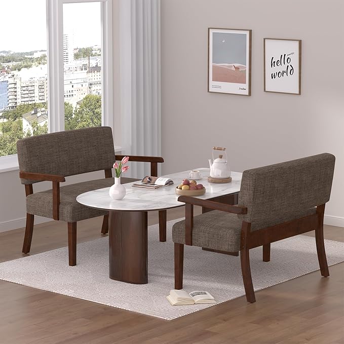 Accent Chair 2 Seat, Arm Chairs with Soft Seat and Armrests for Living Room, Love seat for Dining, Reading, and Waiting Rooms (Brown)-Ruum Studio Home