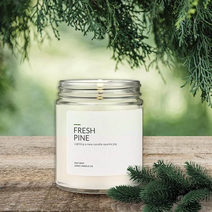1OAK Soy Wax Candles (Fresh Pine) - Pine Candle - Soy Candles for Home Scented - Long Burning Premium - Hand-Poured (7oz.)-Ruum Studio Home