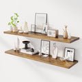55" Floating Shelves for Wall, 12" Deep Slim Rustic Brown Floating Shelves, Wall-Mounted Shelves for Bedroom, Living Room, Kitchen, Bathroom - Set of 2-Ruum Studio Home