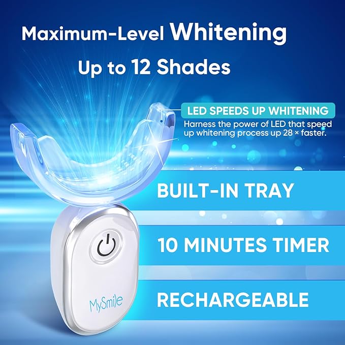 MySmile Teeth Whitening Kit for Sensitive Teeth with LED Light, 10 Min Non-Sensitive Fast Tooth Whitener, 3 Carbamide Peroxide Whitening Gel, Powerful Formula, Enamel Safe-Ruum Studio Home