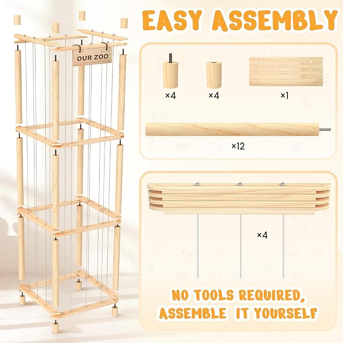 Stuffed Animal Storage & Organizer, Wooden Cute Zoo Toy Holder for Toddler Rooms, Playrooms & Bedrooms-Ruum Studio Home
