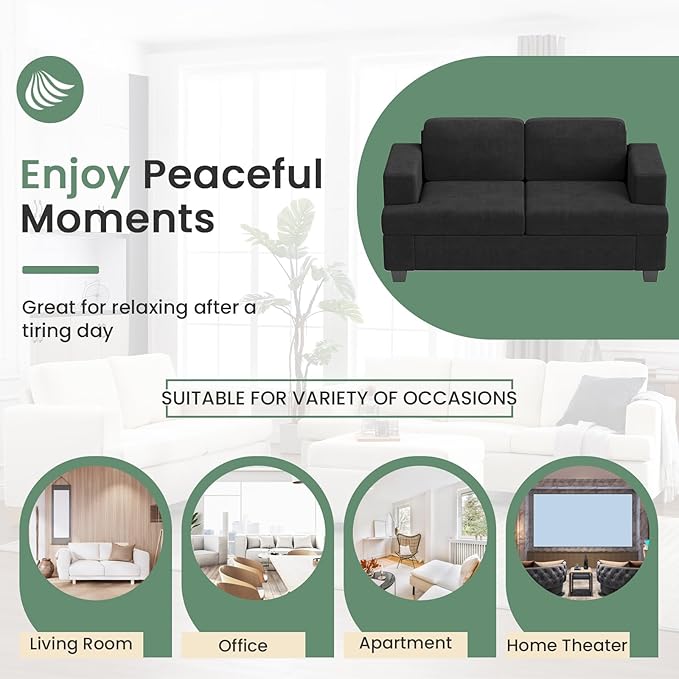 Sofa, 89" 3-Seater Deep Seat Sofa, Modern Comfy Couches for Living Room Apartment Lounge, Dark Grey Chenille-Ruum Studio Home
