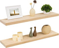 Fun Memories 36 Inch Floating Shelves for Wall, Deep Rustic Solid Pine Wood Wall Shelves for Storage - Farmhouse Wall Mounted with Heavy-Duty Metal Bracket, 36" W x 8" D, Set of 2,Unfinished-Ruum Studio Home