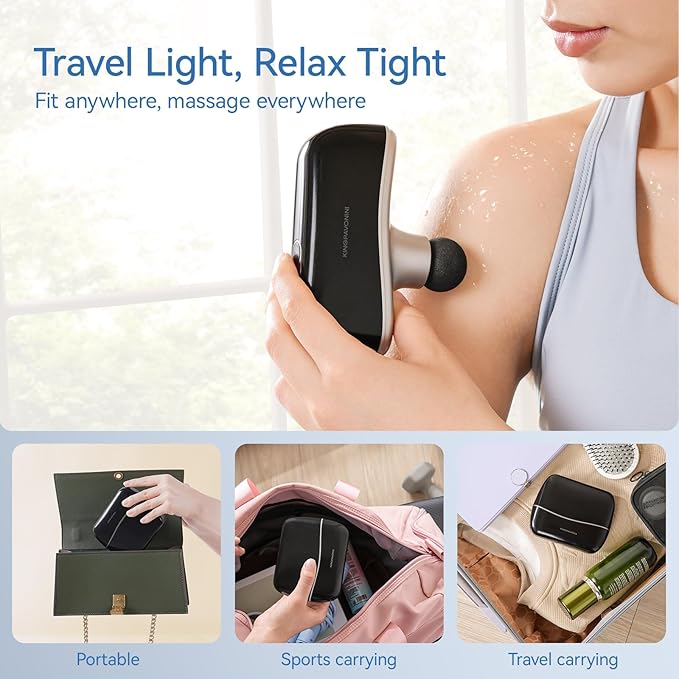 KingPavonini Mini Massage Gun with All-in-One Storage Case, FSA HSA Eligible, Pocket-Sized Small Massage Gun Deep Tissue, 0.5 lbs Portable Percussion Massager for Travel, Gym, Gift for Women Men-Ruum Studio Home