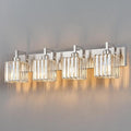 Modern Bathroom Vanity Light 4-Lights Brushed Nickel Vanity Light Crystal Wall Light Bathroom Light Fixtures-Ruum Studio Home